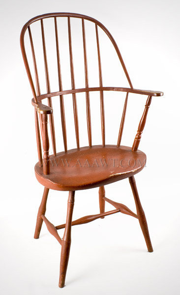 Windsor Armchair, Sack Back, Wonderful Paint, Tall and Balanced
New England
Circa 1800, entire view